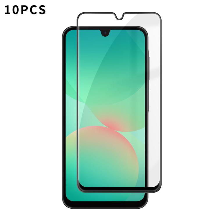 For Samsung Galaxy A26 5G 10pcs Kalebol High-Aluminum Screen-Printed Full-Coverage Anti-Fingerprint Black-Bordered HD Tempered Glass Film