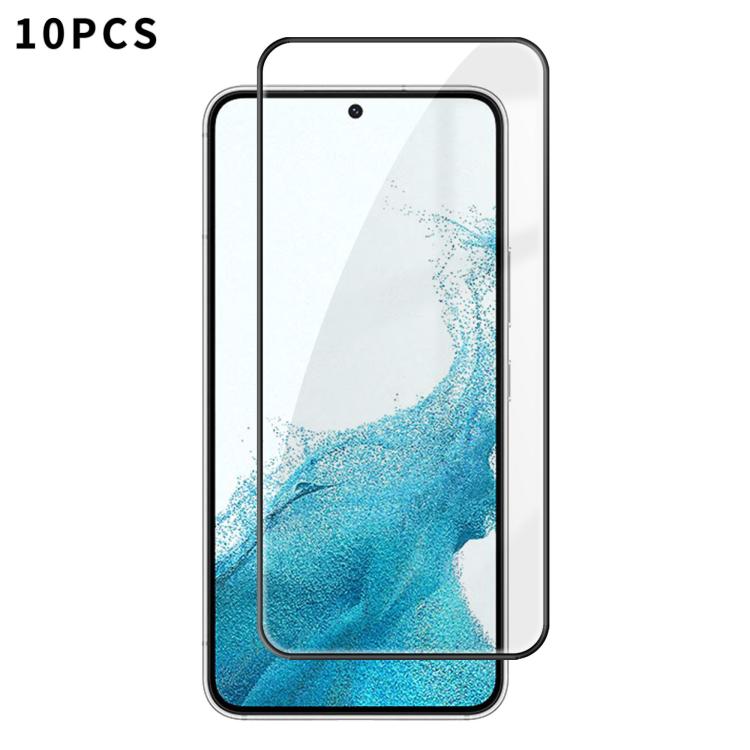 For Samsung Galaxy S22 5G 10pcs Kalebol High-Aluminum Screen-Printed Full-Coverage Anti-Fingerprint Black-Bordered HD Tempered Glass Film