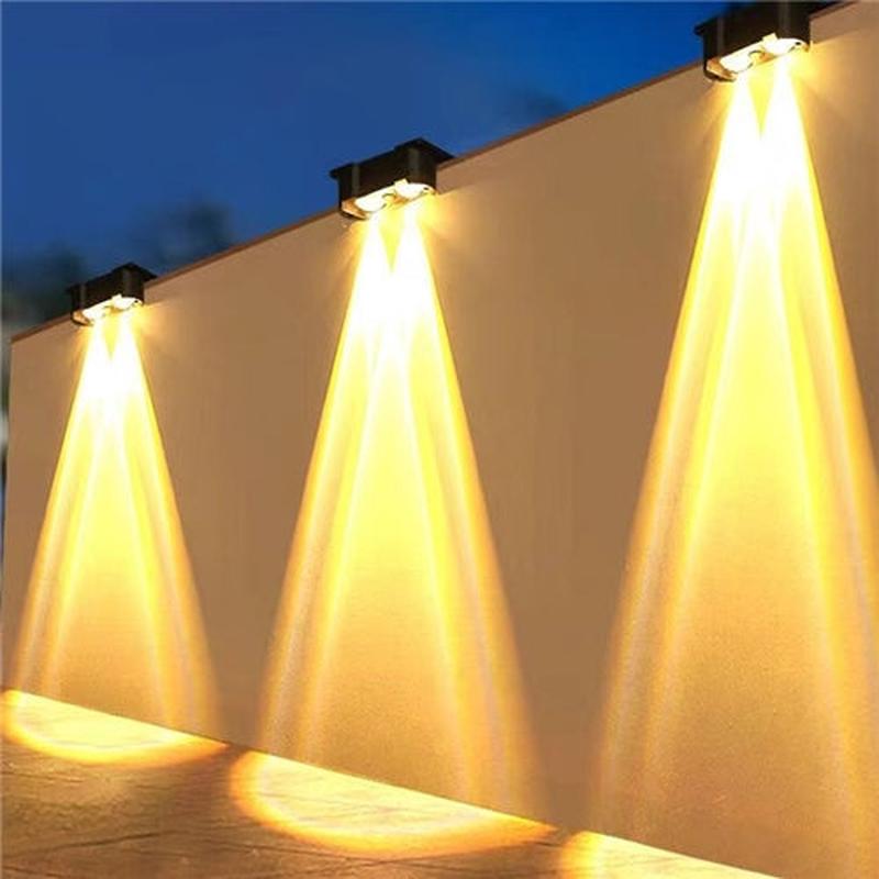 Outdoor Solar Fence Light 2-LED Garden Solar Wall Light IP65 Wall Mount