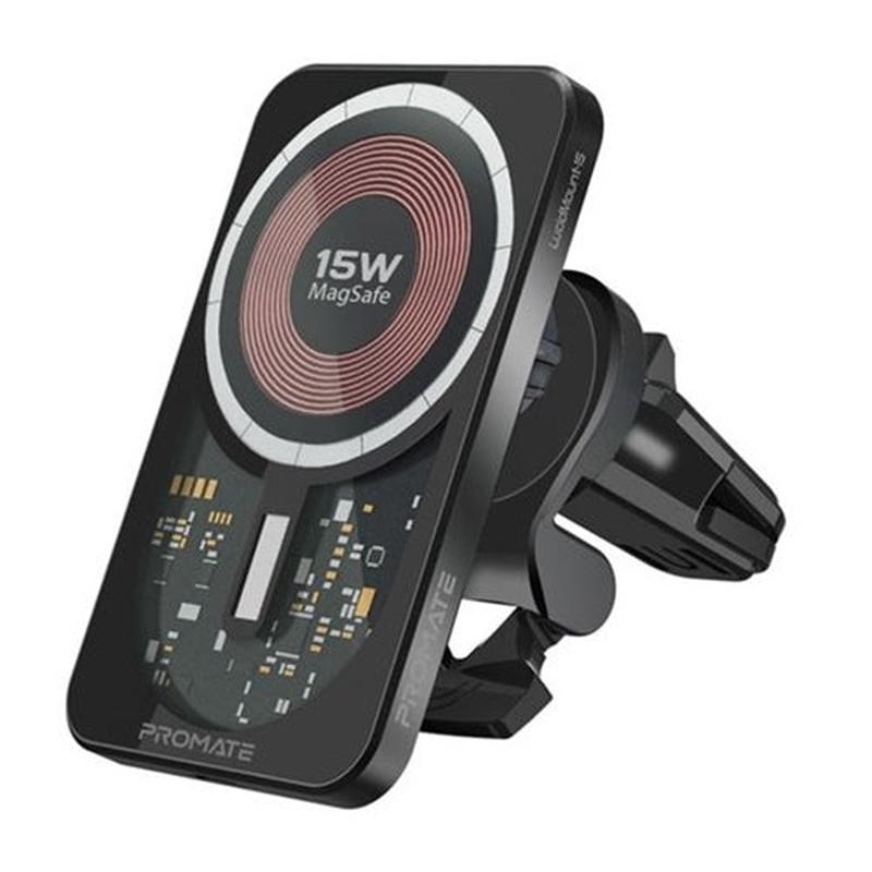 PROMATE 15W MagSafe Transparent In-Car Wireless Qi Phone Charger.