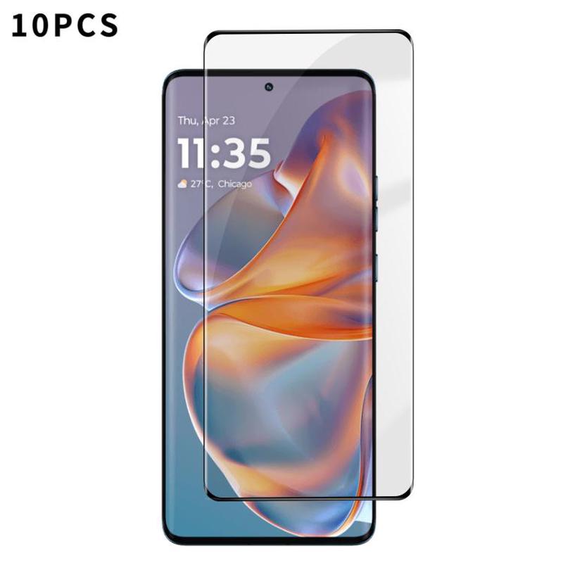 For Motorola Edge 50 Pro 10pcs Kalebol Curved High-Aluminum Screen-Printed Full-Coverage Anti-Fingerprint Black-Bordered HD Tempered Glass Film