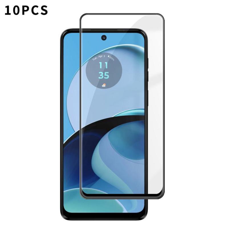 For Motorola Moto G14 10pcs Kalebol High-Aluminum Screen-Printed Full-Coverage Anti-Fingerprint Black-Bordered HD Tempered Glass Film