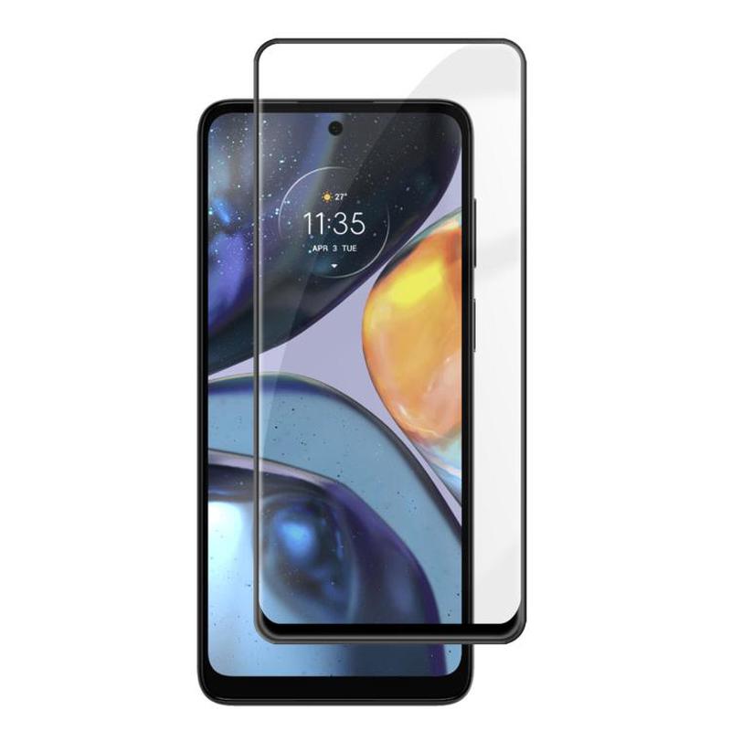 For Motorola Moto G22 Kalebol High-Aluminum Screen-Printed Full-Coverage Anti-Fingerprint Black-Bordered HD Tempered Glass Film