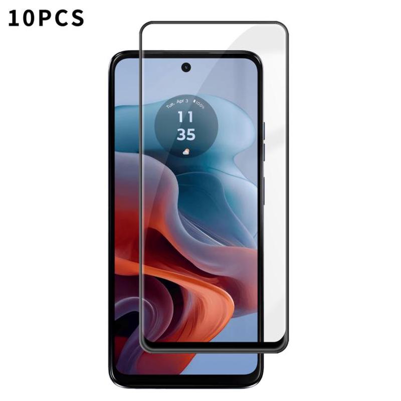 For Motorola Moto G34 10pcs Kalebol High-Aluminum Screen-Printed Full-Coverage Anti-Fingerprint Black-Bordered HD Tempered Glass Film
