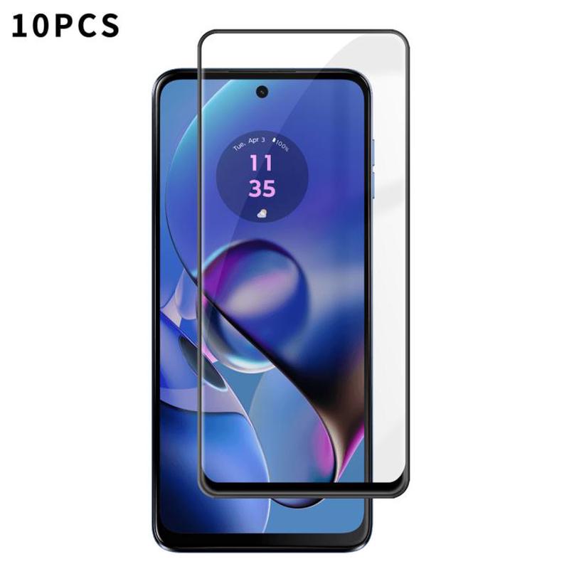 For Motorola Moto G64 5G 10pcs Kalebol High-Aluminum Screen-Printed Full-Coverage Anti-Fingerprint Black-Bordered HD Tempered Glass Film