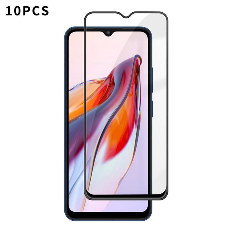 For Redmi 12C 10pcs Kalebol High-Aluminum Screen-Printed Full-Coverage Anti-Fingerprint Black-Bordered HD Tempered Glass Film
