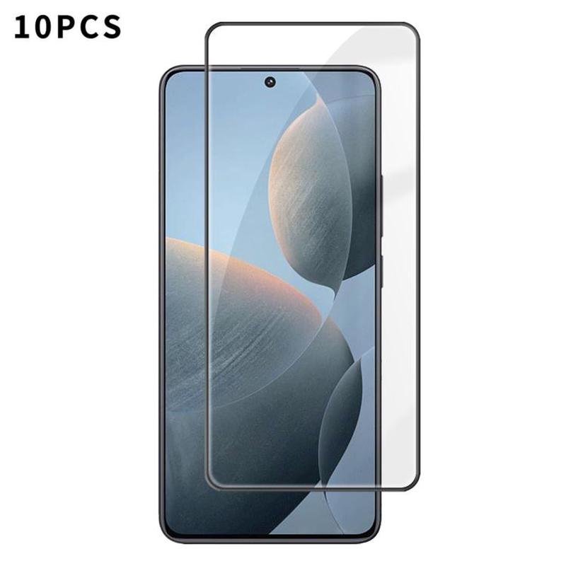For Redmi K70E 5G 10pcs Kalebol High-Aluminum Screen-Printed Full-Coverage Anti-Fingerprint Black-Bordered HD Tempered Glass Film