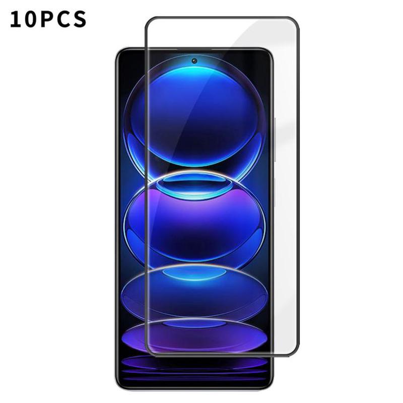 For Redmi Note 12 Pro+ 5G Global 10pcs Kalebol High-Aluminum Screen-Printed Full-Coverage Anti-Fingerprint Black-Bordered HD Tempered Glass Film