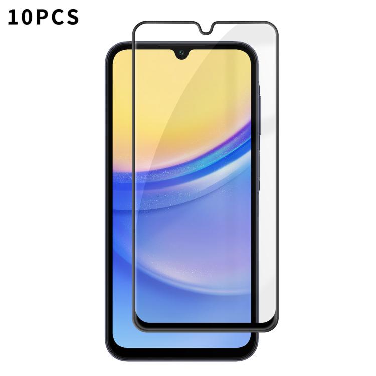 For Samsung Galaxy A15 10pcs Kalebol High-Aluminum Screen-Printed Full-Coverage Anti-Fingerprint Black-Bordered HD Tempered Glass Film
