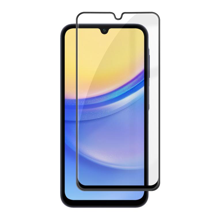 For Samsung Galaxy A15 Kalebol High-Aluminum Screen-Printed Full-Coverage Anti-Fingerprint Black-Bordered HD Tempered Glass Film