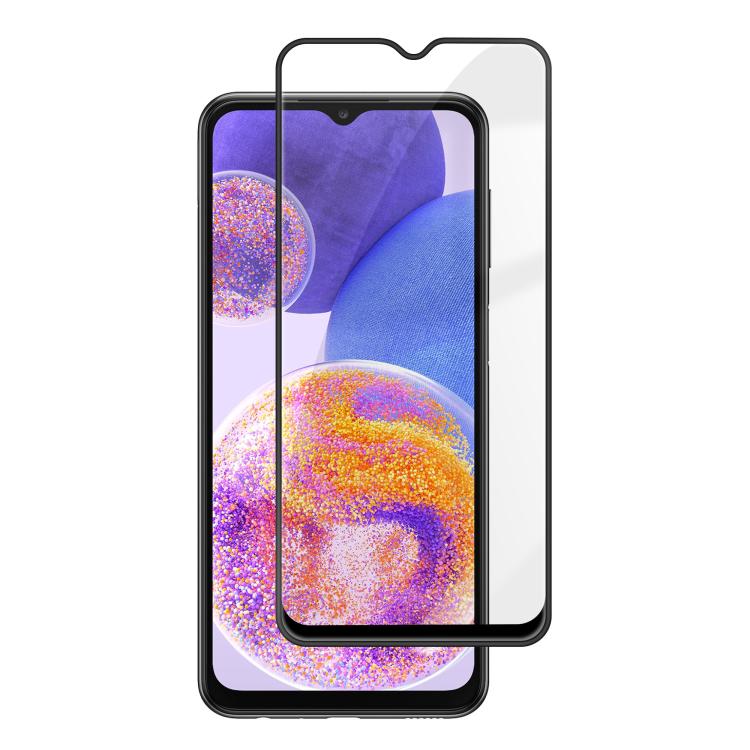 For Samsung Galaxy A23 4G Kalebol High-Aluminum Screen-Printed Full-Coverage Anti-Fingerprint Black-Bordered HD Tempered Glass Film