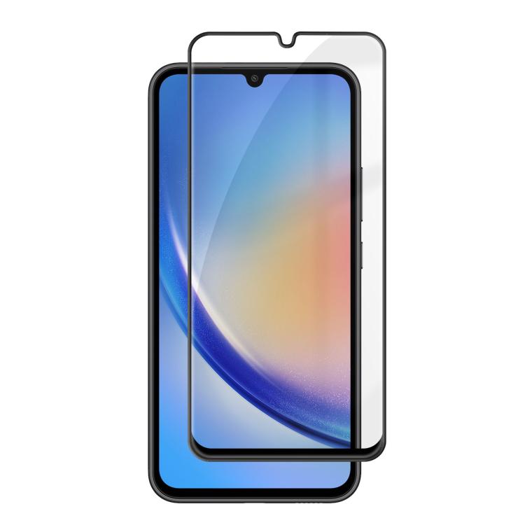 For Samsung Galaxy A34 5G Kalebol High-Aluminum Screen-Printed Full-Coverage Anti-Fingerprint Black-Bordered HD Tempered Glass Film