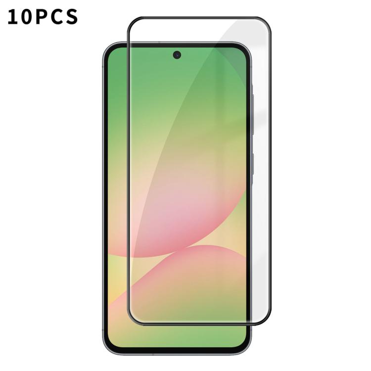 For Samsung Galaxy A56 5G 10pcs Kalebol High-Aluminum Screen-Printed Full-Coverage Anti-Fingerprint Black-Bordered HD Tempered Glass Film