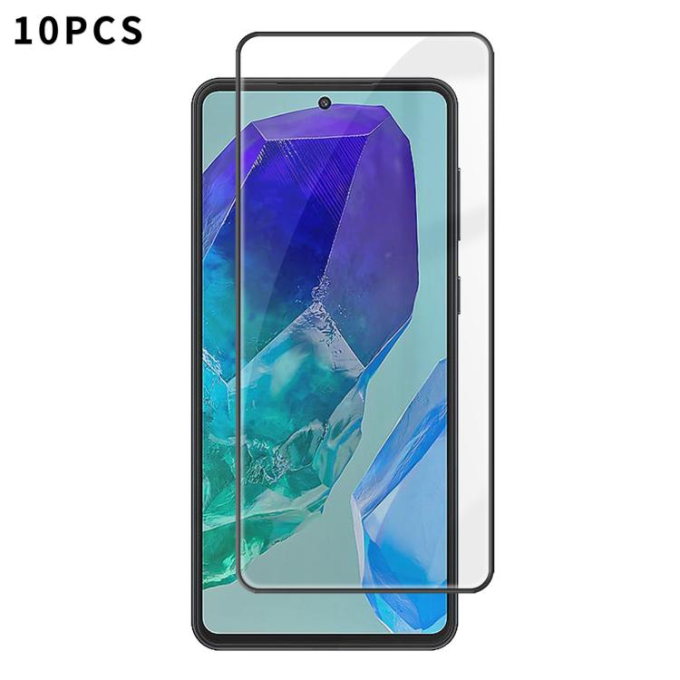 For Samsung Galaxy M55 10pcs Kalebol High-Aluminum Screen-Printed Full-Coverage Anti-Fingerprint Black-Bordered HD Tempered Glass Film