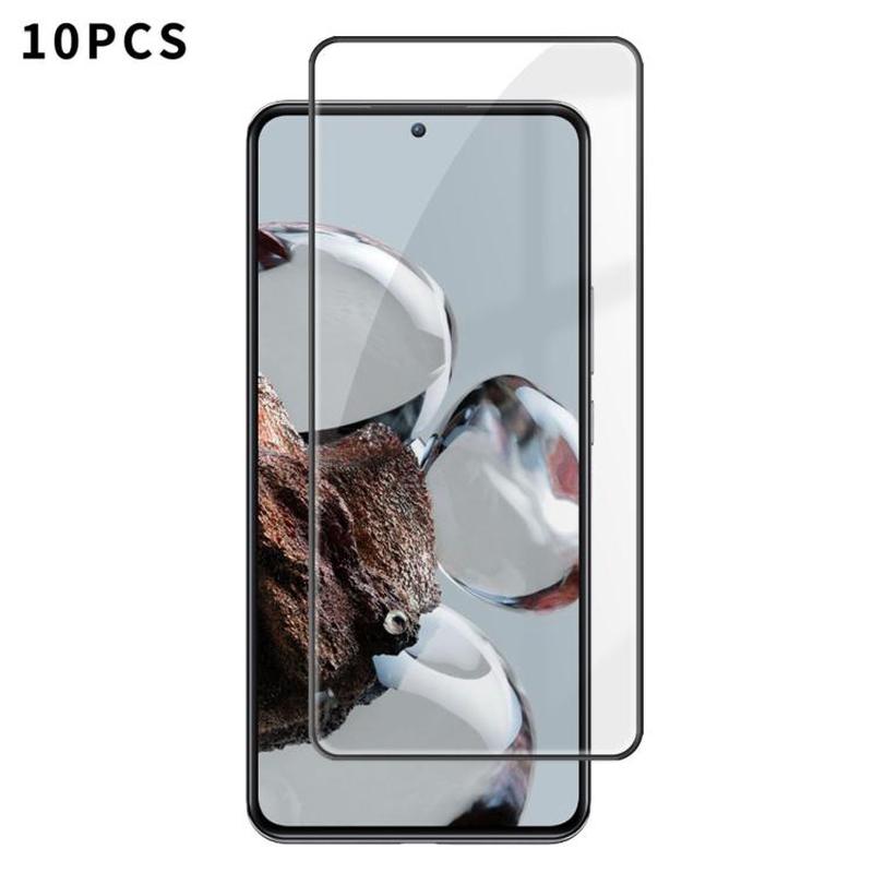 For Xiaomi 12T Pro 10pcs Kalebol High-Aluminum Screen-Printed Full-Coverage Anti-Fingerprint Black-Bordered HD Tempered Glass Film
