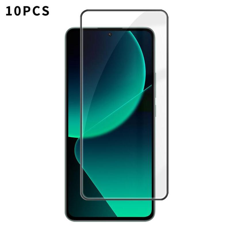 For Xiaomi 13T 10pcs Kalebol High-Aluminum Screen-Printed Full-Coverage Anti-Fingerprint Black-Bordered HD Tempered Glass Film