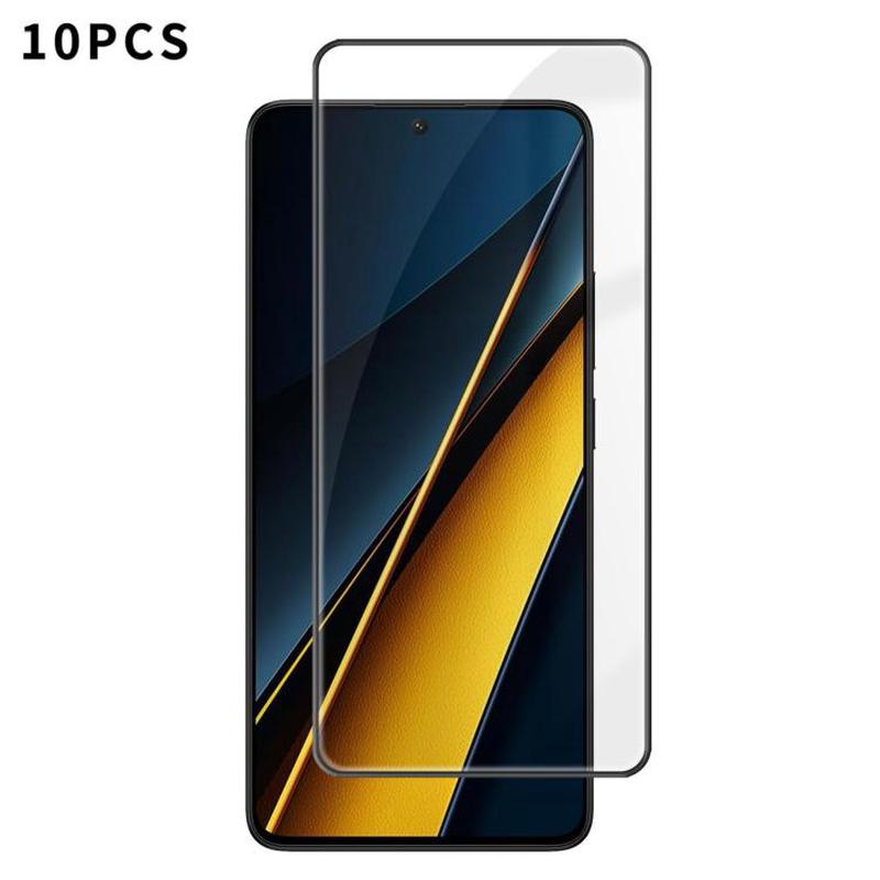 For Xiaomi Poco X6 Pro 5G 10pcs Kalebol High-Aluminum Screen-Printed Full-Coverage Anti-Fingerprint Black-Bordered HD Tempered Glass Film