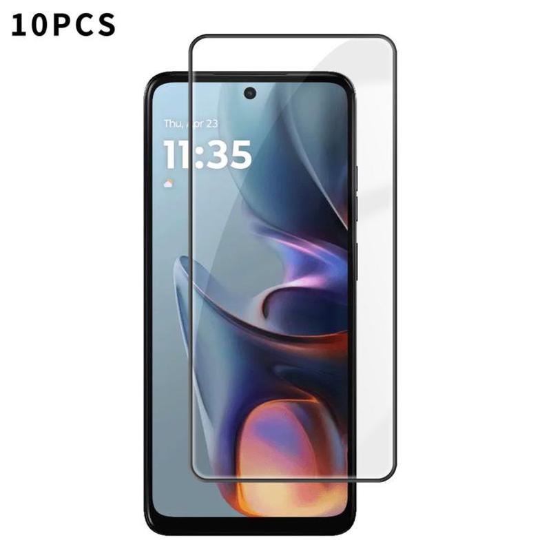 For Motorola Moto E15 10pcs Kalebol High-Aluminum Screen-Printed Full-Coverage Anti-Fingerprint Black-Bordered HD Tempered Glass Film