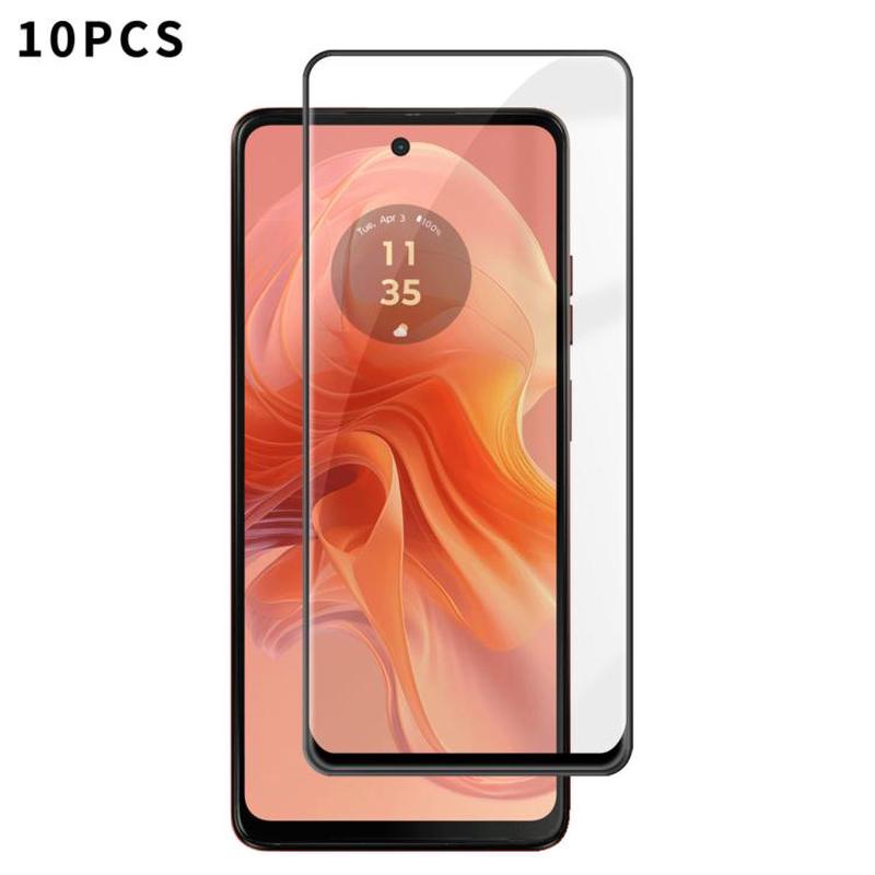 For Motorola Moto G04 10pcs Kalebol High-Aluminum Screen-Printed Full-Coverage Anti-Fingerprint Black-Bordered HD Tempered Glass Film