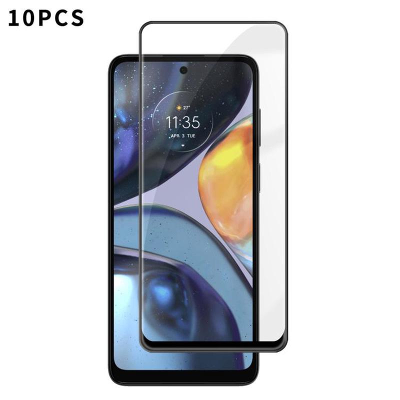 For Motorola Moto G22 10pcs Kalebol High-Aluminum Screen-Printed Full-Coverage Anti-Fingerprint Black-Bordered HD Tempered Glass Film
