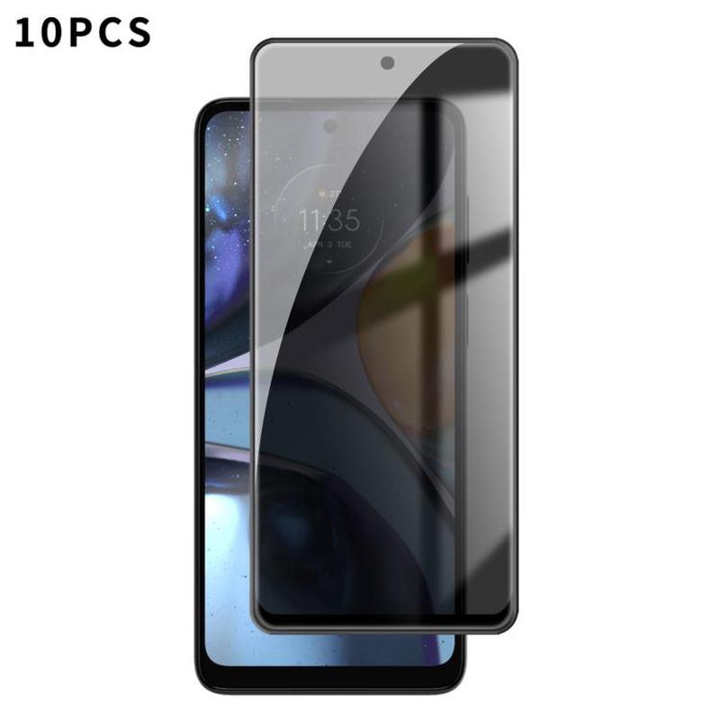 For Motorola Moto G22 10pcs Kalebol High-Aluminum Screen-Printed Full-Coverage Black-Border Privacy Tempered Glass Film