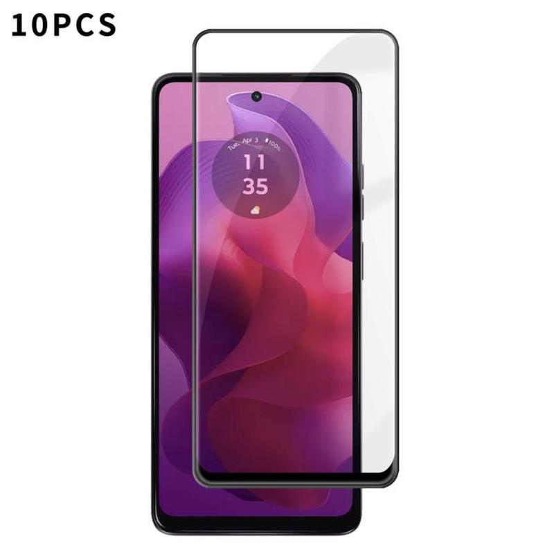 For Motorola Moto G24 10pcs Kalebol High-Aluminum Screen-Printed Full-Coverage Anti-Fingerprint Black-Bordered HD Tempered Glass Film