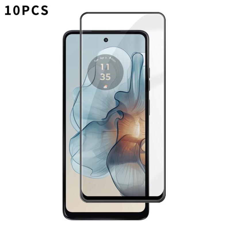 For Motorola Moto G24 Power 10pcs Kalebol High-Aluminum Screen-Printed Full-Coverage Anti-Fingerprint Black-Bordered HD Tempered Glass Film