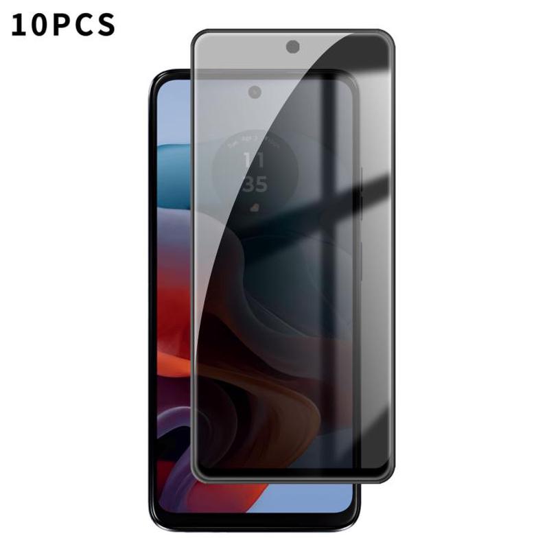 For Motorola Moto G34 10pcs Kalebol High-Aluminum Screen-Printed Full-Coverage Black-Border Privacy Tempered Glass Film