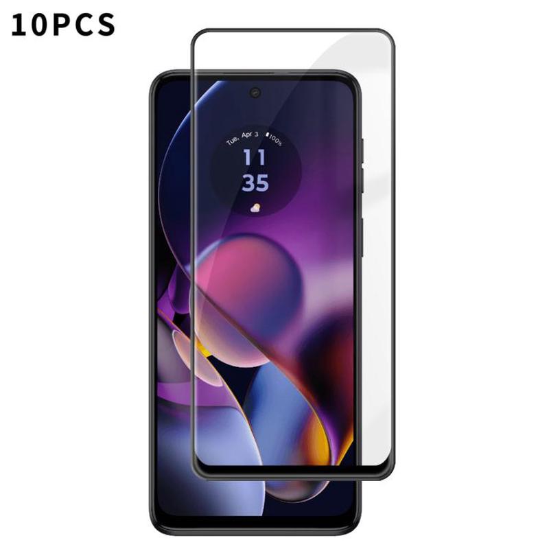 For Motorola Moto G54 10pcs Kalebol High-Aluminum Screen-Printed Full-Coverage Anti-Fingerprint Black-Bordered HD Tempered Glass Film