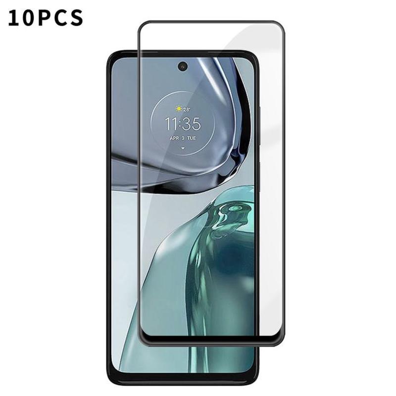 For Motorola Moto G62 5G 10pcs Kalebol High-Aluminum Screen-Printed Full-Coverage Anti-Fingerprint Black-Bordered HD Tempered Glass Film
