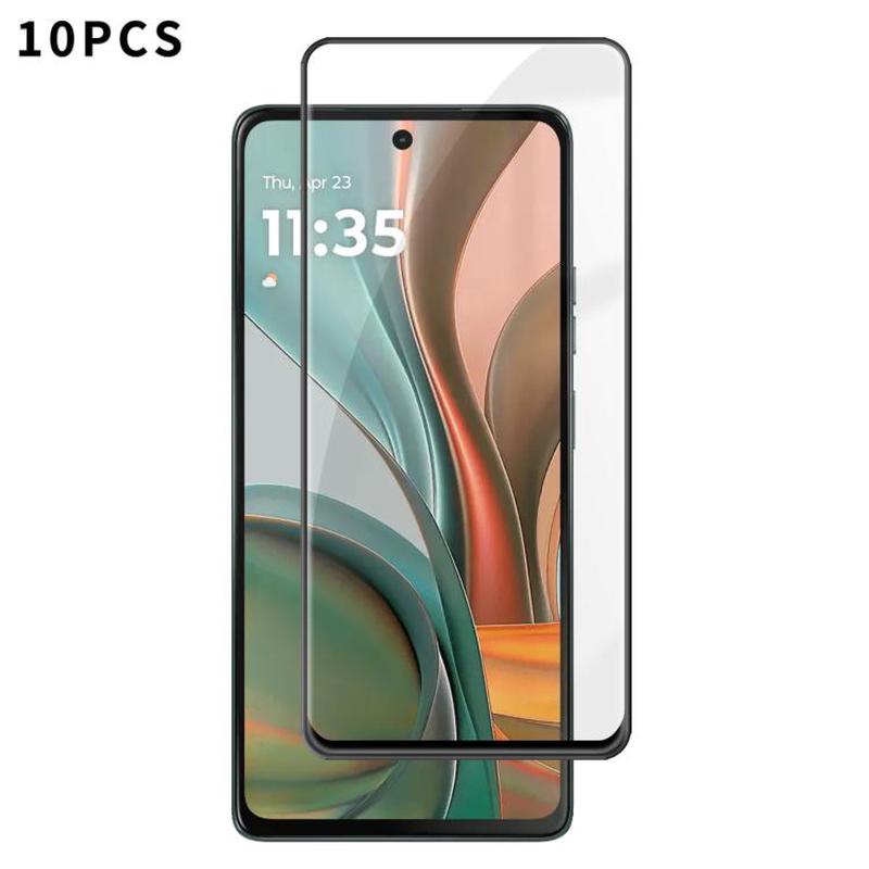 For Motorola Moto G75 5G 10pcs Kalebol High-Aluminum Screen-Printed Full-Coverage Anti-Fingerprint Black-Bordered HD Tempered Glass Film