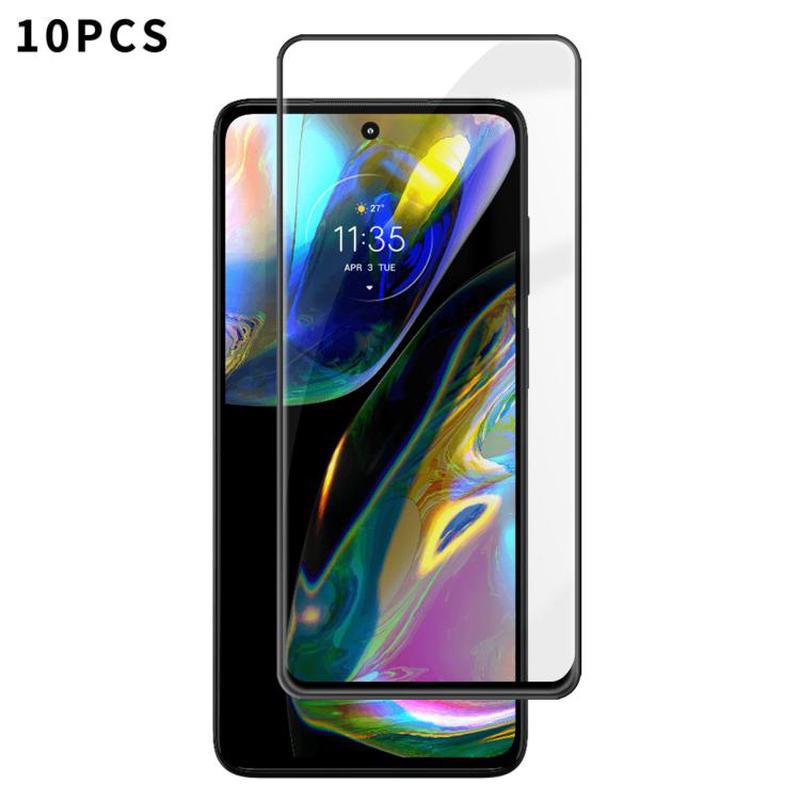 For Motorola Moto G82 10pcs Kalebol High-Aluminum Screen-Printed Full-Coverage Anti-Fingerprint Black-Bordered HD Tempered Glass Film