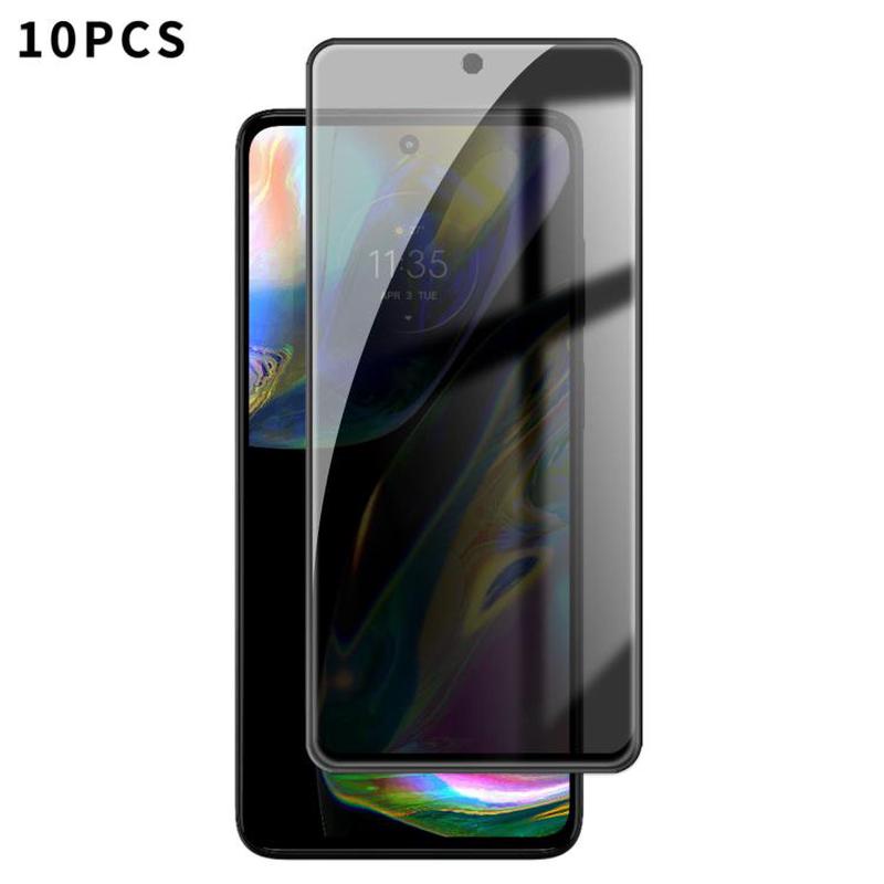 For Motorola Moto G82 10pcs Kalebol High-Aluminum Screen-Printed Full-Coverage Black-Border Privacy Tempered Glass Film