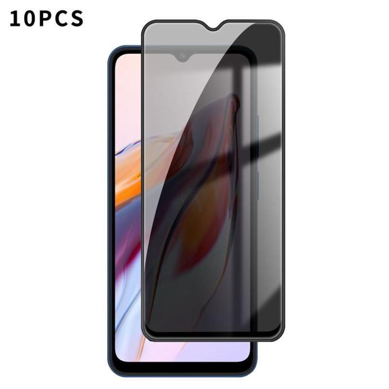 For Redmi 12C 10pcs Kalebol High-Aluminum Screen-Printed Full-Coverage Black-Border Privacy Tempered Glass Film