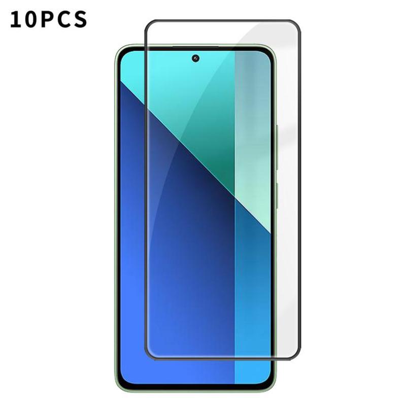 For Redmi Note 13 Pro 4G 10pcs Kalebol High-Aluminum Screen-Printed Full-Coverage Anti-Fingerprint Black-Bordered HD Tempered Glass Film
