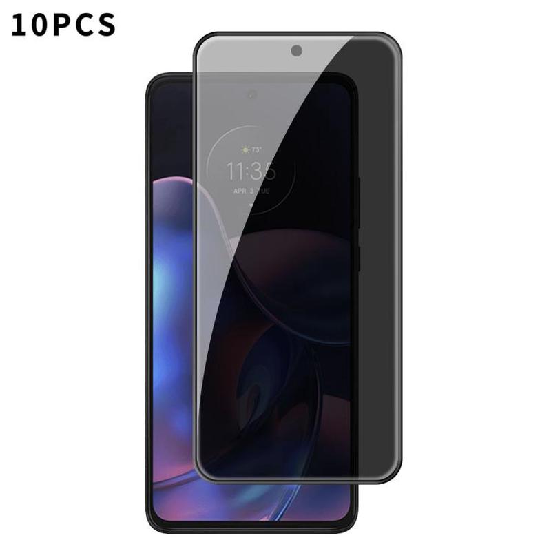 For Motorola Edge 2022 10pcs Kalebol High-Aluminum Screen-Printed Full-Coverage Black-Border Privacy Tempered Glass Film