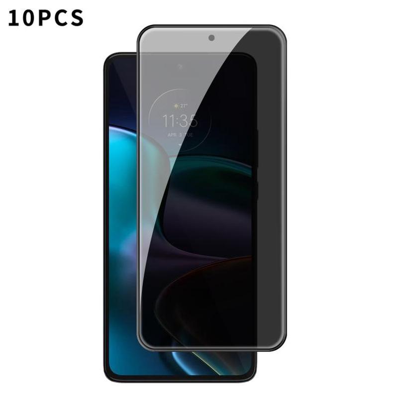 For Motorola Edge 30 10pcs Kalebol High-Aluminum Screen-Printed Full-Coverage Black-Border Privacy Tempered Glass Film