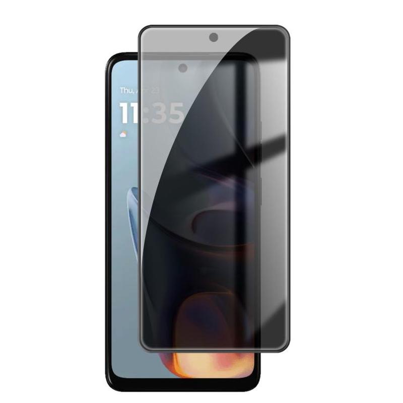 For Motorola Moto E15 Kalebol High-Aluminum Screen-Printed Full-Coverage Black-Border Privacy Tempered Glass Film