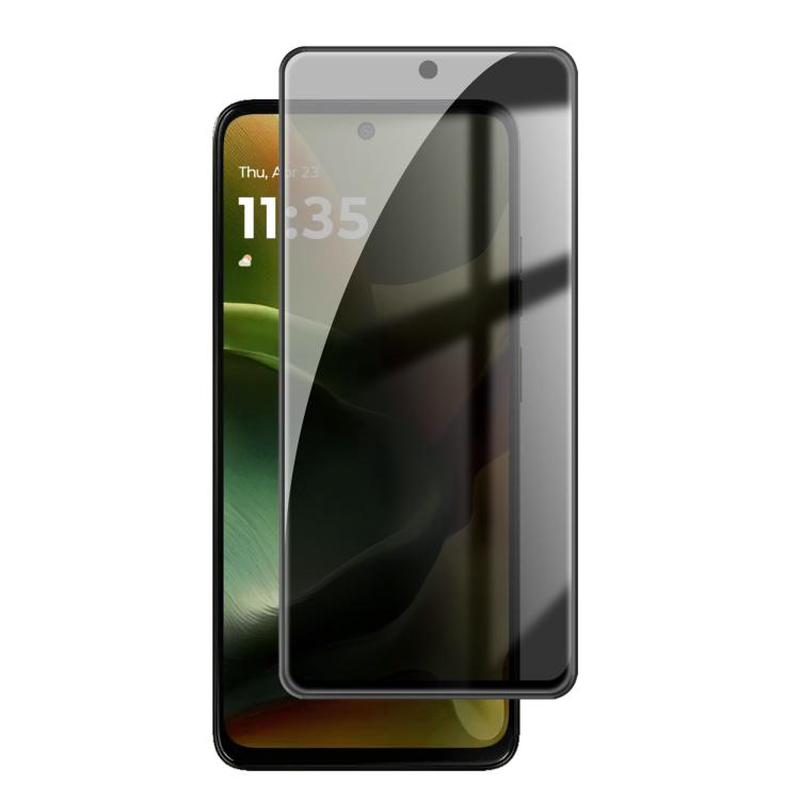 For Motorola Moto G15 Power Kalebol High-Aluminum Screen-Printed Full-Coverage Black-Border Privacy Tempered Glass Film