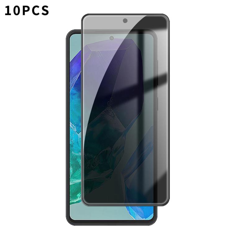 For Samsung Galaxy M55 10pcs Kalebol High-Aluminum Screen-Printed Full-Coverage Black-Border Privacy Tempered Glass Film