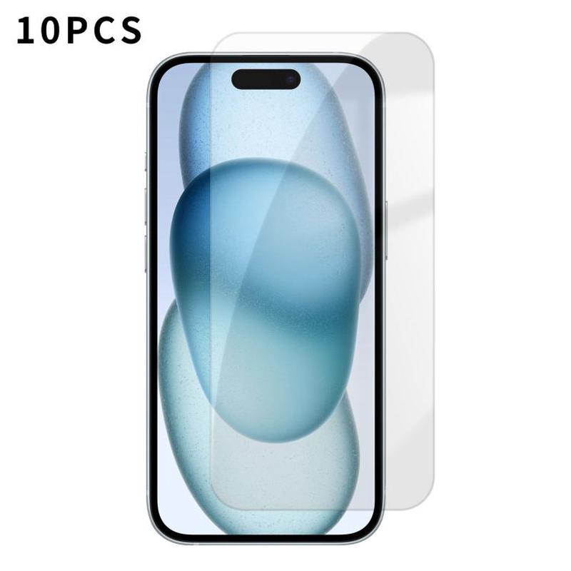 For iPhone 15 Plus Kalebol 10pcs High-Aluminum Semi-Screen Anti-Fingerprint HD Tempered Glass Film