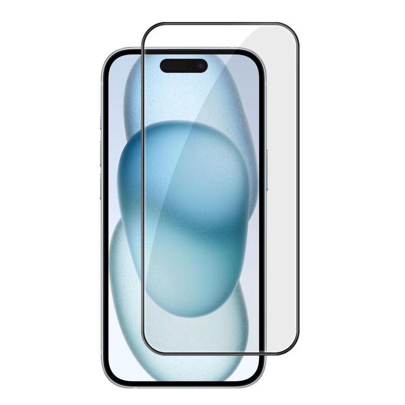 For iPhone 15 Plus Kalebol High-Aluminum Screen-Printed Full-Coverage Anti-Fingerprint Black-Bordered HD Tempered Glass Film