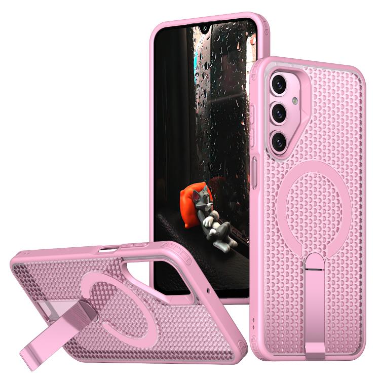 For Samsung Galaxy A16 5G kalebol Honeycomb Cooling MagSafe Holder Phone Case(Pink)
