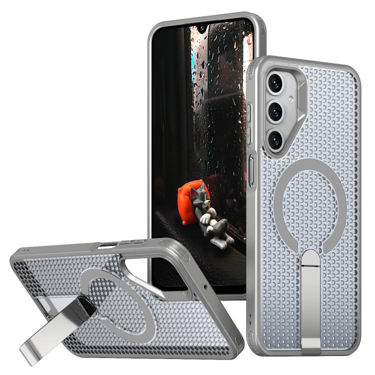 For Samsung Galaxy A05s kalebol Honeycomb Cooling MagSafe Holder Phone Case(Titanium Grey)
