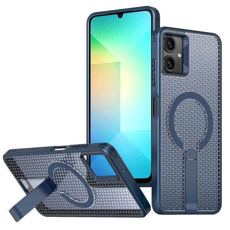 For Samsung Galaxy A06 5G kalebol Honeycomb Cooling MagSafe Holder Phone Case(Blue)