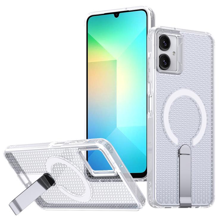 For Samsung Galaxy A06 5G kalebol Honeycomb Cooling MagSafe Holder Phone Case(Frosted Transparent)