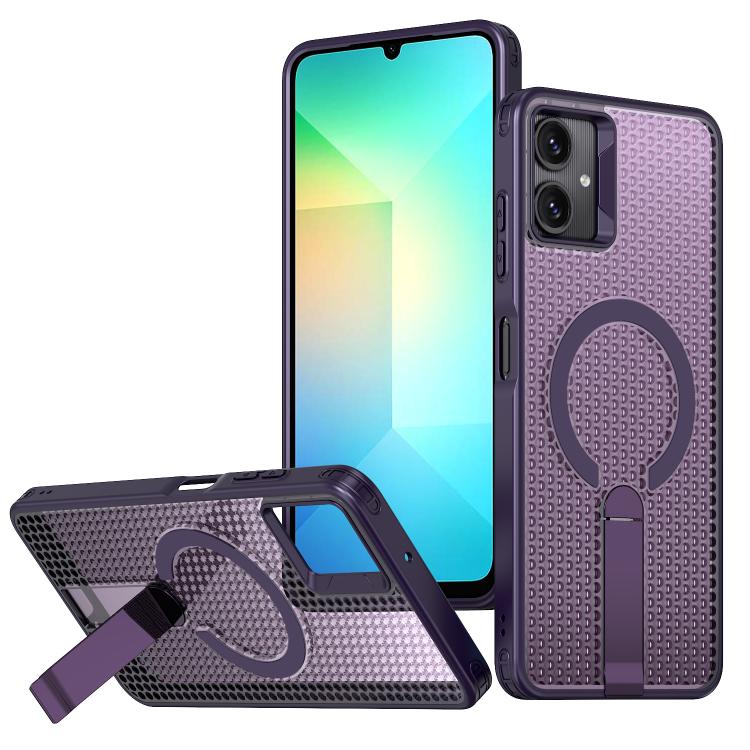For Samsung Galaxy A06 5G kalebol Honeycomb Cooling MagSafe Holder Phone Case(Purple)