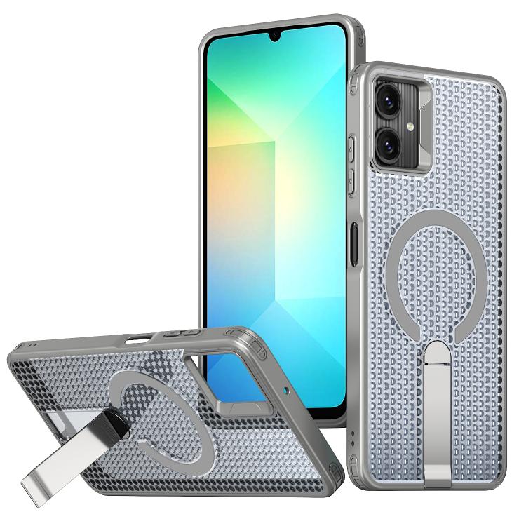 For Samsung Galaxy A06 5G kalebol Honeycomb Cooling MagSafe Holder Phone Case(Titanium Grey)