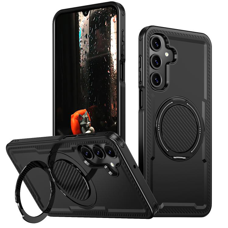 For Samsung Galaxy A16 5G kalebol Metal 360 Degree Rotation Holder MagSafe Phone Case(Black)