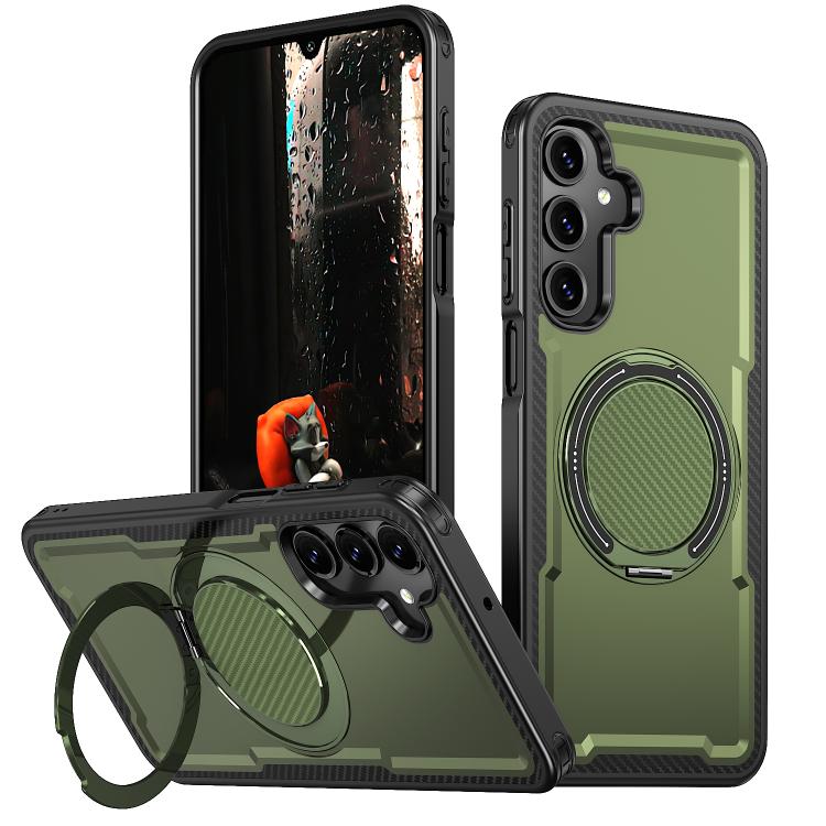 For Samsung Galaxy A16 5G kalebol Metal 360 Degree Rotation Holder MagSafe Phone Case(Green)